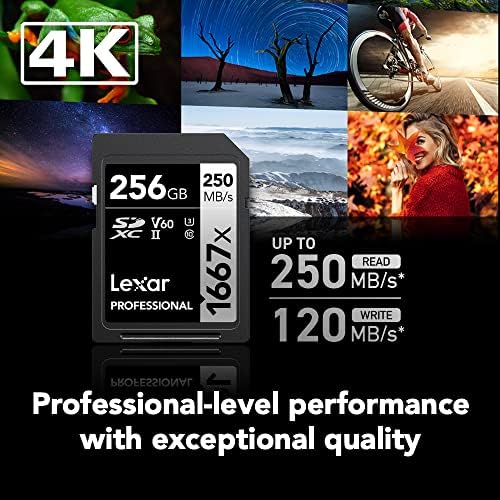 LEXAR PROFISSIONAL 2000X 128GB SDXC UHS-II CARD, até 300MB/S LEIA com 1667X 128GB SDXC UHS-II/U3 Cartão