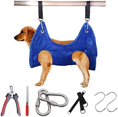 Qiteeysa cão cuidando de hammock cão helicóptero arnês pet bag hammock saco de restrição 5 PCs kit de hammocks para animais de