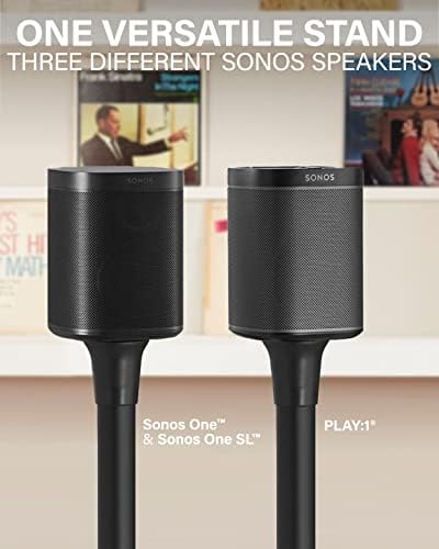Stands de alto -falante sem fio de Sanus projetados para Sonos One, One SL e Play: 1 - Montagem fácil, de 15 minutos, gerenciamento de cabos embutidos - preto / par