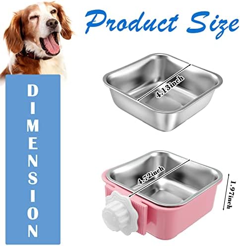 Zopeal 6 PCs Bigela de comida de cachorro, caixa de aço inoxidável Tigelas de água de água de cão tigelas de capa removível Crata