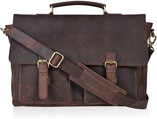Bag de Mensageiro de Laptop Real Leather de 17 para homens e mulheres - Computador Greatcase Satchel para estudante universitário