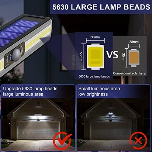 Aosant Solar Motion Sensor Lights Outdoor, Luzes de segurança Solar alimentado, 110 LED Light Light Motion Detected Spotlight