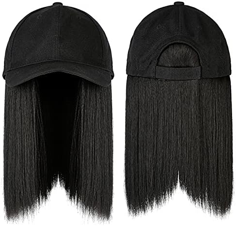 Manhong Cabelo de cabelo anexado Chaeiro Hat de peruca longa penteado liso Tampa de cabelo