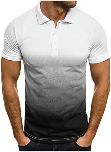 Wenkomg1 lapela de manga curta Henley camisas para homens esportes de gradiente esportivo de shirt button no top 2022 moda camiseta