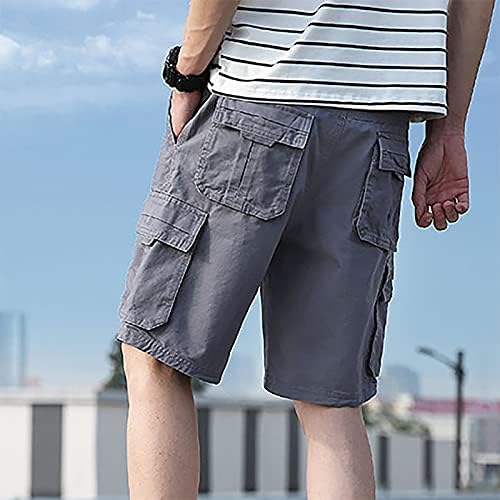 Shorts masculinos de rtrde Moda de cor sólida trabalha calça de bolso de algodão cargo de algodão shorts homens
