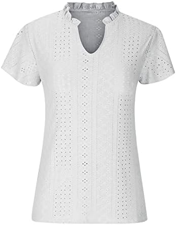 Camisas femininas Casual Casual Casual Tops Tops Summer Moda de cor sólida V Camisetas de pescoço Blusa Pullover