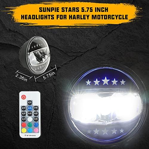 Sunpie Compatível com H_ARLEY MOTORCYCLES 5-3/4 5,75 STARS SPAND COR MUDANÇA DO LED LED