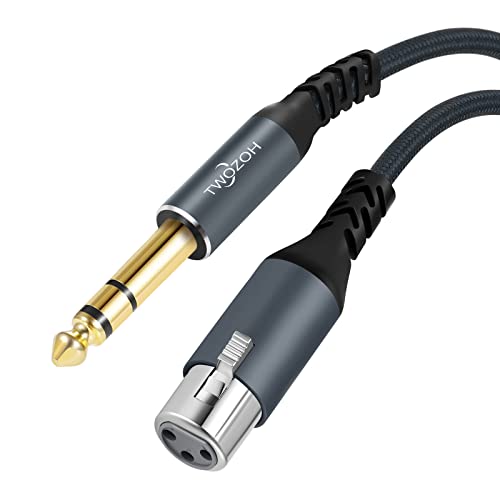 Twozoh Short XLR fêmea a 1/4 de cabo TRS 1ft, conector de estéreo de 6,35 mm, com cabo de 3pin XLR para microfone para