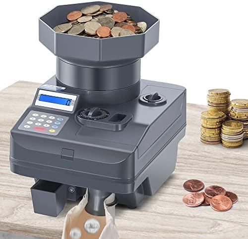 Frifreego Classificador de moedas de alta velocidade e contador, 2300 moedas/min Máquina de classificação de moedas de grau