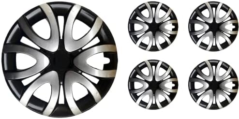 Snap 15 de polegada no Hubcaps compatíveis com Subaru Impreza - Conjunto de tampas de 4 aros para rodas de 15 polegadas - preto e cinza