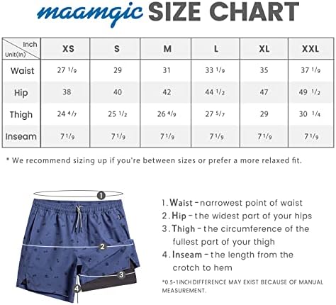 shorts de ginástica maamgica para homens, 7 polegadas de 7 polegadas com liner alongamento 2 em 1 shorts de exercícios homens de corrida atlética rápida seca