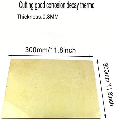 Folha de cobre Yiwango Folha H62 Placa de latão Indústria DIY Folha de experimentos Espessura de 0,8 mm, largura 300 mm/11,8 polegadas,