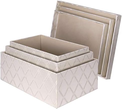 Caixas de armazenamento decorativas com tampas - Conjunto de 3 - Caixa de armazenamento de papelão grossa e dura forrada