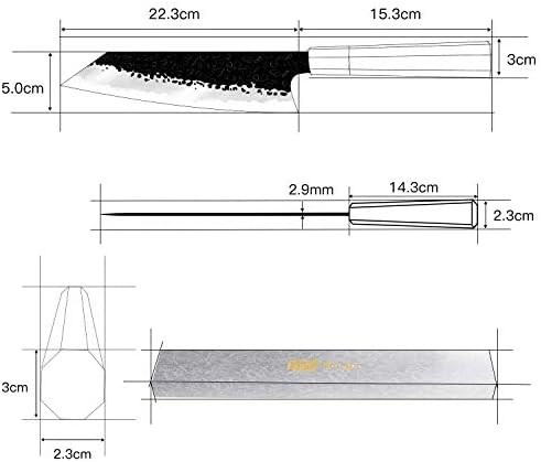 Encontrando 5pcs Knife Set Dynasty Series-3 Camada 9Cr18Mov Aço revestido com alça de octógono Faca de chef com 18 ''