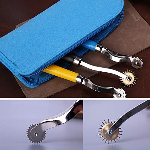4 PCs Rastrear a ferramenta de costura da roda com bolsa de embalagem, 2 de tamanho de rastreamento de ponto de agulha de tamanho diferente, ferramenta de roda de pano de couro de papel