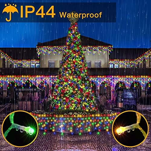 Zcyge Led Icicle Lights de Natal ao ar livre com aplicativo e controle remoto para casa, 66 pés 640 LED 2 em 1 Warm White White Color Mutil Color Altering Luzes de gelo da casa Decorações de Natal Holida de férias