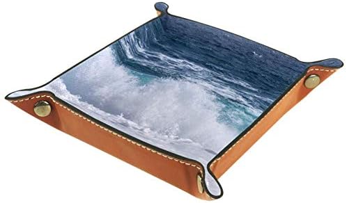 AISSO Bandeja de manobrista de onda marinha de espuma azul de impressão de água de impressão de couro Bandejas de leu para carteiras,