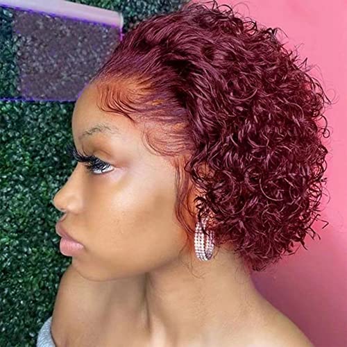 Toalha de cabelo Vkvwiv para cabelos longos mulheres vinho vermelho brasileiro ondulado curto se separando de alta temperatura Hair