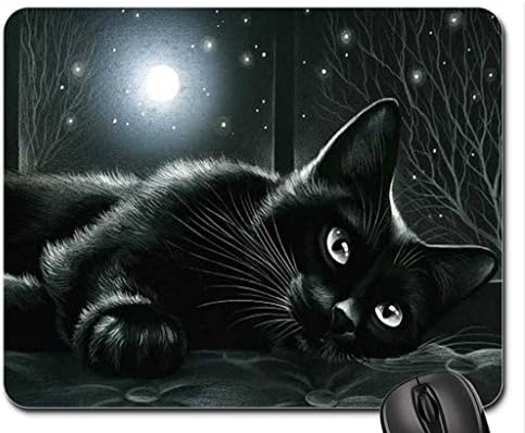 Schoolsupplies Black Cat in Moonlight Mouse Pad, Mousepad