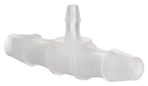 Valor Plastics Tee Reduce Connector, 200 Barbs da série, 1/8 , 1/16 TUBO DE ID, KYNAR PVDF