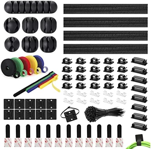 204pcs Kit Organizer de gerenciamento de cordões, inclua 4 dividir com manga de cabo com 45 clipes de cabos autônomos, 5 rolos