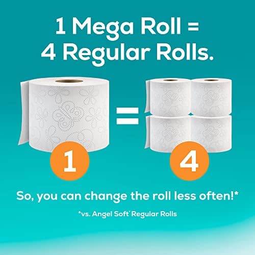 Angel Soft® Toolet Paper, 4 mega rolos = 16 rolos regulares, tecido de 2 camadas de camada