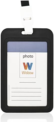 Wisbow 3 Pack ID Id Badge Holder e 3 cordão, portador de carteira de identificação de plástico dura de plástico pesado com janela transparente, chave de cartão de escritório da RFID do escritório RFID