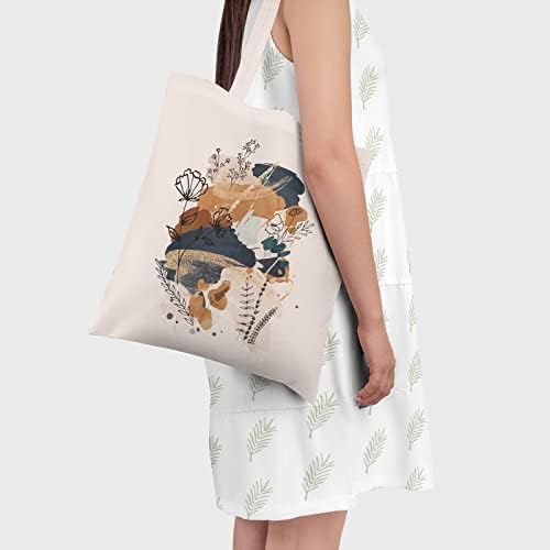 Joyminmin estético sacola de tela com zíper interno bolso reutilizável bolsas de mercearia de presente de aniversário para