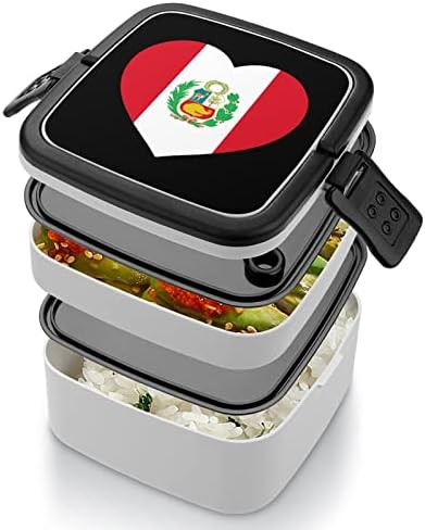 Love Peru Heart engraçado tudo em um recipiente de almoço de uma caixa de bento com colher para viagens de trabalho piquenique