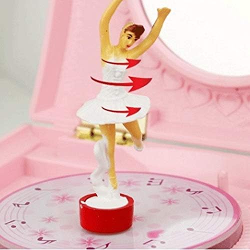 Ylyajy Pink Spin Dance Ballet Piano Caixa de Música Caixa de Jóia de Plástico Caixa de Jóia Música Cranqueada à Mão