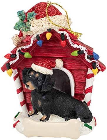 Kurt S. Adler Festivo Dachshund Red Dog House de 4 polegadas Resina pendurada Ornamento de Natal