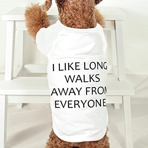 Eu gosto de longas caminhadas de camiseta de cachorro - camisa de cachorro espirituosa - roupas de cachorro gráfico - branco, l