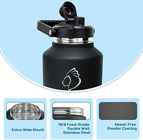 Buzio Vacuum Isolled Stainless Stone Water Bottle 40 oz de 1,5 galão de jarro, BPA Free Double Water Water Flask com bolsa
