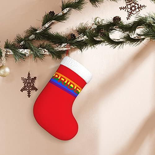 Qg zzx meias de natal com branco super macio punho de pelúcia lgbt orgulho gay natal meias decorações de Natal meia
