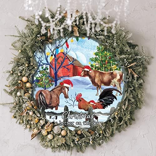 O Natal é melhor na fazenda, placa de arte em madeira de inverno neve de neve de neve de fazenda de fazenda decoração de madeira