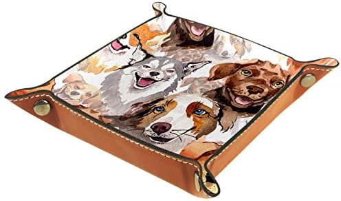 Lyetny Pintura Dogs Organizador Bandejas de armazenamento Caixa de cabeceira Bandeja de desktop Alteração da carteira Caixa