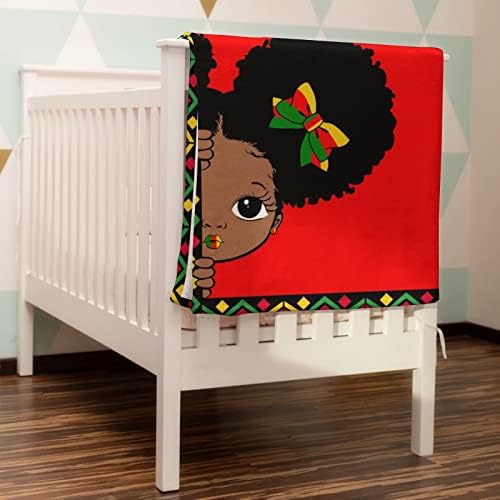 Hawskgfub bebê menina eu sou uma história negra de cobertor afro -americano, creche de berçário inspirador de flanela afro melanina cobertores de lã, roupas de berço de recém -nascidos leves de berço 30x40