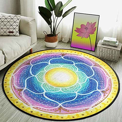 Rodada de tapete de ioga de energia da flor, meditação anti-deslizamento macio para a almofada de meditação na casa de meditação viva