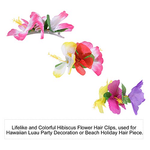 Pacote de 14 Pacote falso Artificial de seda hibiscus clipes de cabelo de flor de barretas arbustos com alfinetes com alígadores claros pinos de broche havaiano luau hula festa de casamento dançarino de noiva acessórios para mulheres para mulheres