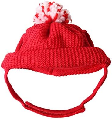 Cão scicalife Papai Noel Hat Hat Pet Christmas Hat de lã quente com orifícios - Capéu de chapéu de Natal Red Capé de Papai