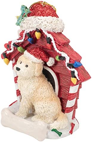 Kurt S. Adler Festivo Goldendoodle Red Dog House de 4 polegadas Resina pendurada Ornamento de Natal