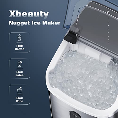 Xbeauty Nugget Maker-Nugget Maker Banchetop até 35 libras de gelo por dia com aço auto-limpante, aço inoxidável,
