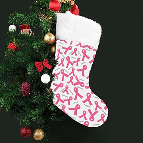 Câncer de mama rosa Câncer de mama de Natal personalizada meia lareira da família de lareira Decorações penduradas