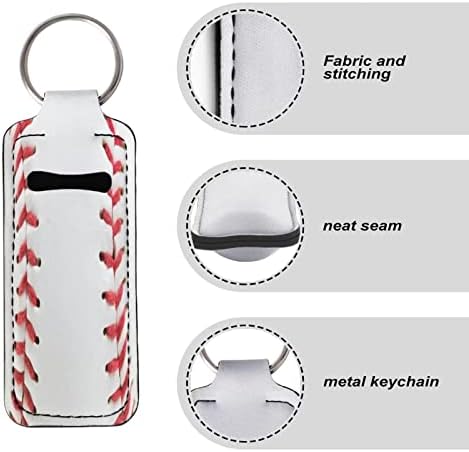 AFPANQZ LIP GLOSS TUBE TUBO ELÁSTICO Baseball portátil Chapstick Keychain titular branco 5 pacote conjunto de batom lipsick bifurcador lipskring suporte