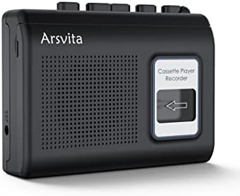 Cassette Arsvita Walkman, gravador portátil, alto-falante de construção e microfone, preto