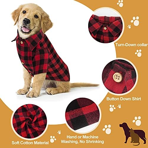 Camisa xadrez xadrez de cachorro vermelho búfalo roupa de cachorro roupas de cachorro casual para pequenos cães grandes cães de cachorro