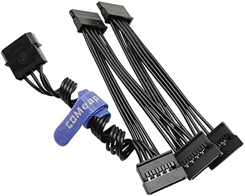 COMEAP Molex a 5x Extensão de potência SATA Adaptador de cabo de cabo rígido 24 polegadas