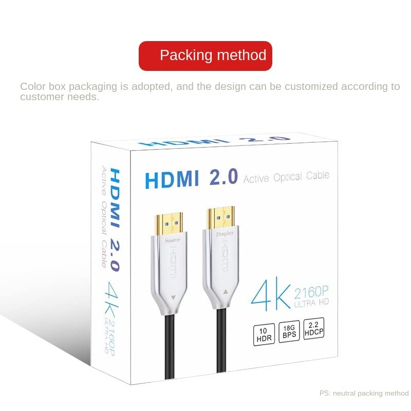 Cabo HDMI de fibra óptica SMTAV 4K 65 pés 4k 60Hz 1440p 144Hz 18Gbps High Speed ​​Ultra HD Direcional Cord ativo compatível com