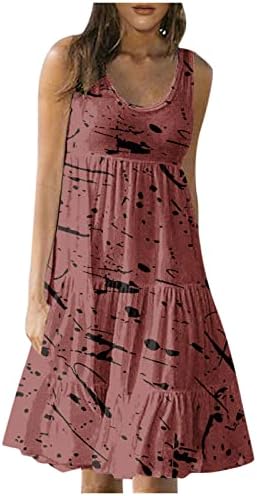 Vestidos de verão sexy para mulheres estampas florais o vestido de tanque de pescoço vestidos soltos casuais para mulheres 2023