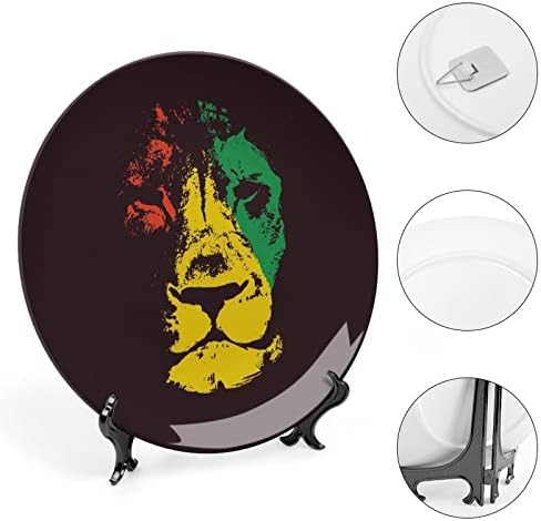 Placa decorativa de cerâmica da cabeça do leão Rasta com exibição Stand pendurada no aniversário personalizada casamento